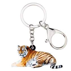 WEVENI Acryl-Schlüsselanhänger mit Dschungel-Tiger, für Frauen und Mädchen, Handtasche, Geldbörse, Autoanhänger, Mehrfarbig, 30mm x 57mm von WEVENI JEWELRY
