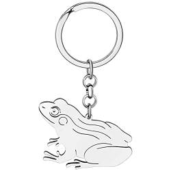 WEVENI Cute Edelstahl Frosch Schlüsselanhänger Frog Schlüsselkette Ringe Geldbeutel Tasche Charms Für Frauen Mädchen Damen (Silver Plated) von WEVENI JEWELRY