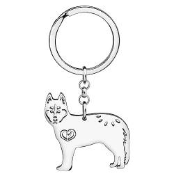 WEVENI Cute Siberian Husky Hund Schlüsselanhänger Schlüsselring Haustier Schmuck für Damen Frauen Mädchen Tasche Auto Charms (Versilbert) von WEVENI JEWELRY