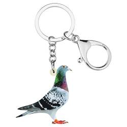 WEVENI Cute Taube Schlüsselanhänger Charms Acryl Taube Schlüsselring Vogel Schmuck für Frauen Mädchen Auto Zubehör (Grün) von WEVENI JEWELRY