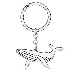 WEVENI Delfin Schlüsselanhänger Wal Schlüsselring Ringe Quallen Charms Fisch Schmuck für Damen Frauen Mädchen Meer Tiere Liebhaber (E Wal Silber) von WEVENI JEWELRY