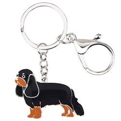 WEVENI Emaille Cavalier King Charles Spaniel Hund Schlüsselanhänger Zubehör für Frauen Mädchen Auto Handtasche Charms (Schwarz) von WEVENI JEWELRY