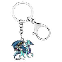 WEVENI Emaille Dragons Schlüsselanhänger Dinosaurier Drache Schlüsselring Mode Schmuck für Damen Frauen Mädchen Tasche Auto Brieftasche Charms (Blau) von WEVENI JEWELRY