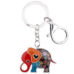 WEVENI Emaille Elefant Schlüsselanhänger Netter Elefanten Schlüsselring für Frauen Mädchen Tasche Auto Zubehör (Elefant C) von WEVENI JEWELRY