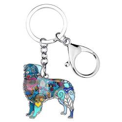 WEVENI Emaille Legierung Australian Shepherd Hund Schlüsselanhänger Süßes Haustier Schlüsselanhänger Geschenk Für Frauen Mädchen Tasche Auto Geldbörse (Blau) von WEVENI JEWELRY