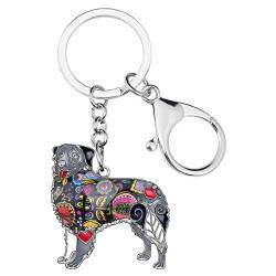WEVENI Emaille Legierung Australian Shepherd Hund Schlüsselanhänger Süßes Haustier Schlüsselanhänger Geschenk Für Frauen Mädchen Tasche Auto Geldbörse (Schwarz) von WEVENI JEWELRY
