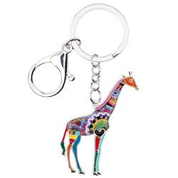 WEVENI Legierung Bunte Giraffe Schlüsselanhänger Zubehör Emaille Schmuck Geschenke Für Frauen Mädchen Tasche Auto Brieftasche Charms (Mehrfarbig) von WEVENI JEWELRY