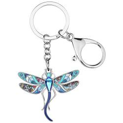 WEVENI Legierung Kristall Libelle Schlüsselanhänger Insekt Charms Emaille-Schmuck für Frauen Mädchen Damen Auto Handtasche Zubehör (Marine) von WEVENI JEWELRY