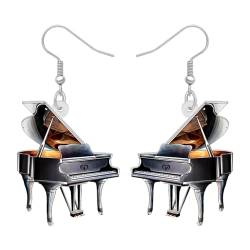 WEVENI Acryl Anime Musik Klavier Ohrringe Klavier Schmuck für Frauen Mädchen Damen Charms Geschenk (Ebenholz) von WEVENI