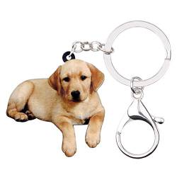 WEVENI Acryl Labrador Retriever Hund Schlüsselanhänger Haustiere Schlüsselring neue Schmuck für Frauen Mädchen Tasche Geldbörse Auto (Braun) von WEVENI