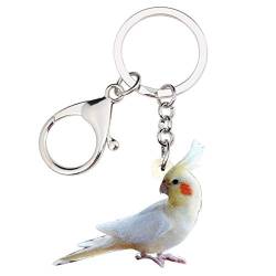 WEVENI Acryl Nymphensittich Papagei Schlüsselanhänger Vogel Schlüsselanhänger Niedlich Schmuck Charms Für Frauen Mädchen (Weiß) von WEVENI