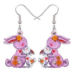 WEVENI Acryl Ostern Ohrringe Osterhase Kaninchen Dangle Schmuck Für Frauen Mädchen Charm Ostergeschenke (Flieder) von WEVENI