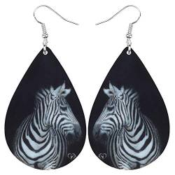 WEVENI Acryl Teardrop Zebra Ohrringe Pferd Dangle Drop Charm Schmuck für Frauen Mädchen Geschenk (Schwarz) von WEVENI