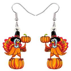 WEVENI Acryl Thanksgiving Kürbis Türkei Ohrringe Anime Huhn Dangle Drop Mode Schmuck für Frauen Mädchen Geschenk (Mehrfach) von WEVENI