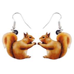 WEVENI Acryl Weihnachten Nuss Eichhörnchen Dangle Ohrringe Mode Schmuck für Frauen Mädchen Damen lustiges Geschenk (Orange) von WEVENI