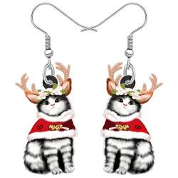 WEVENI Cute Acryl Weihnachten Katze Ohrringe Anhänger Charms Haustier Cat Schmuck für Frauen Mädchen Geschenk Deko (Katze G) von WEVENI