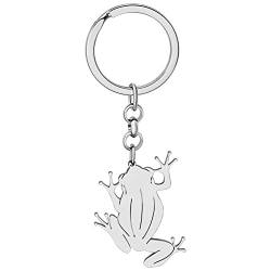 WEVENI Cute Edelstahl Frosch Schlüsselanhänger Frog Schlüsselkette Ringe Geldbeutel Tasche Charms Für Frauen Mädchen Damen (Cloud) von WEVENI