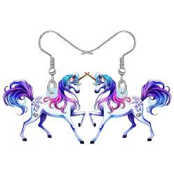 WEVENI Cute Pferd Geschenk Acryl Cartoon Pferde Ohrringe Schmuck Für Damen Frauen Mädchen (Einhorn A) von WEVENI