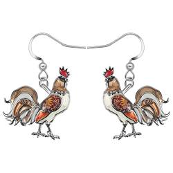 WEVENI Emaille Huhn Hühner Ohrringe Cute Bauernhof Hahn Schmuck für Frauen Mädchen Damen Hühner Geschenk (Braun) von WEVENI