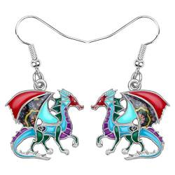 WEVENI Emaille Legierung Netter Drache Ohrringe Dinosaurier Drop Baumeln Mode Schmuck Charme Geschenk Für Frauen Mädchen Damen (Mehrfarbig) von WEVENI