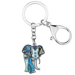 WEVENI Legierung Dschungel Elefant Schlüsselanhänger für Frauen Mädchen Emaille Schmuck Tasche Auto Geldbörse Charms, Blau, 34mm x 48mm von WEVENI