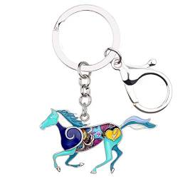 WEVENI Legierung Laufendes Pferd Schlüsselanhänger Zubehör Emaille-Schmuck für Frauen Mädchen Auto Brieftasche Charms (Blau) von WEVENI
