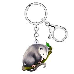 WEVENI Niedlicher Acryl-Opossum-Schlüsselanhänger, Opossum-Schlüsselanhänger, lustige Ratte, Charms, Schmuck für Frauen und Mädchen, Autotasche, Brieftasche, Zubehör, Opossum B, 41mm x 40mm von WEVENI