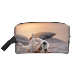 Niedlicher Kleiner Hund Jack Russell Terrier, Make-up-Tasche, Kosmetiktasche, tragbare Reise-Kulturtasche, Make-up-Tasche, Organizer von WEVFGHI