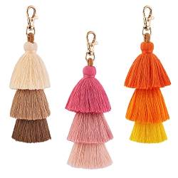 WEWAYSMILE 3 Pieces Tassel Bag Charm Key Chain, Tassels Charm Keychain, Colorful Tassel Bag Charm, for Women Purse Key chain Car Keyring, One Size (Multicoloured) von WEWAYSMILE