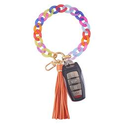 WEWAYSMILE Wristlet Schlüsselanhänger, Armband Schlüsselanhänger, Mit Quasten, Für Frauen-Autoschlüssel Taschen Charm Anhänger Schlüsselanhänger, Gemischte Farbe, Länge Ca 28 cm von WEWAYSMILE