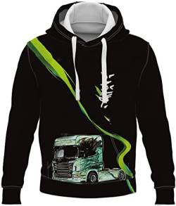 WFBZ 3D Traktor- Jungen Hoodie - Kapuze, Kängurutasche, Herren Hoodie Sweat-Jacke Mit Kapuze Langarm, Print-Pulli (A7,150) von WFBZ