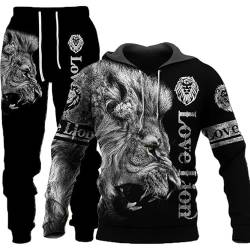 WFBZ Herren Lion Tiger Colour Jogging Anzug Trainingsanzug Sportanzug Fitness Sporthose Hose Hoodie Herren Jogginganzug Sportanzug Fitness Streetwear Trainingsanzug (A3,6XL) von WFBZ