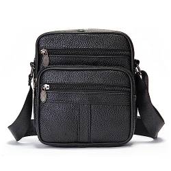 Handy Umhängetasche Leder Herren, Handy Schultertasche Leder Schwarz, Klein Handytasche zum Umhängen Wasserdichte Crossbody Geldbörse Herrentasche Leder Hüfttasche Schultertasche mit Reißverschluss von WFCKPQF