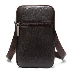 Leder Handy Umhängetaschen Herren, Schultertasche Handy Leder, Camping Wandern Männer Reißverschluss Ledertaschen Messenge Holster Handytasche zum Umhängen Herren Handtasche Geldbörse Brusttasche von WFCKPQF