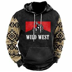 Herren Wild West Hoodie Pullover Leichtes Casual Sweatshirt Vintage Ethnisches Design Hoodies von WFSWG