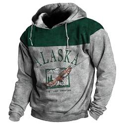 WFSWG Herren Alaska Print Hoodies Sweatshirt Lose Pullover Lässige Langarm Vintage Distressed Tops von WFSWG