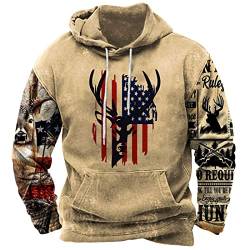 WFSWG Herren Western Aztec Hoodie Ethnic Print Langarm Kordelzug Pullover Sweatshirt Vintage Distressed Tops von WFSWG