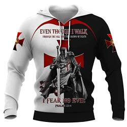 WFSWG Templer-Hoodie für Herren, 3D-Druck, Langarm-Pullover, Kapuzen-Sweatshirt, Mittelalter, Kreuzritter, Cosplay-Kostüm von WFSWG