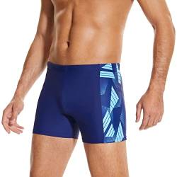 WHCREAT Badehose Herren Sport Schwimmhose Badeshorts Beachshorts Chlor Resistent, Blau, L von WHCREAT