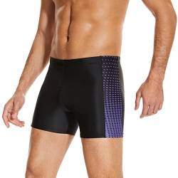 WHCREAT Badehose Herren Sport Schwimmhose Badeshorts Beachshorts Chlor Resistent, Schwarz, L von WHCREAT