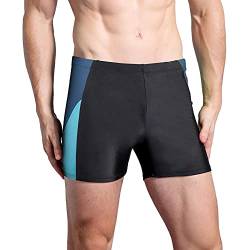 WHCREAT Herren Badehose Sport Schwimmhose Badeshorts Beachshorts Chlor Resistent, Grau Blau S von WHCREAT