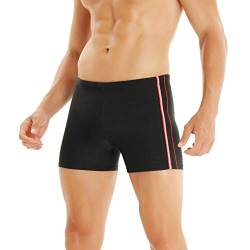 WHCREAT Herren Badehose Sport Schwimmhose Badeshorts Beachshorts Chlor Resistent, Rot, S von WHCREAT