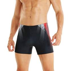 WHCREAT Herren Badehose Sport Schwimmhose Badeshorts Beachshorts Chlor Resistent, Rot S von WHCREAT