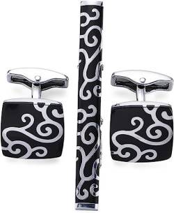 Krawattenstange Manschettenknöpfe Krawattenklammer for Krawattennadel als Geschenk for Männer, klassisches Muster, Krawattenklammern, Manschettenknöpfe, Krawattenklammer-Set, Herrenschmuck (Farbe: 5) von WHIMSIMART
