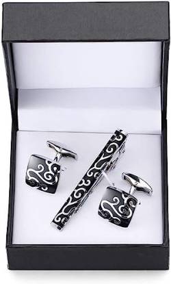 WHIMSIMART Krawattenstange Manschettenknöpfe, Krawattenklammer for Krawattennadel for Herrengeschenk, goldene Saxophon-Krawattenklammern, Manschettenknöpfe, Krawattenklammer-Set (Farbe: 4) von WHIMSIMART