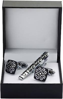 WHIMSIMART Krawattenstange Manschettenknöpfe Krawattenklammer for Krawattennadel for Herrengeschenk, Schwarze Wolke, Krawattenklammern, Manschettenknöpfe, Krawattenklammer-Set (Farbe: 2) (Color : 3) von WHIMSIMART