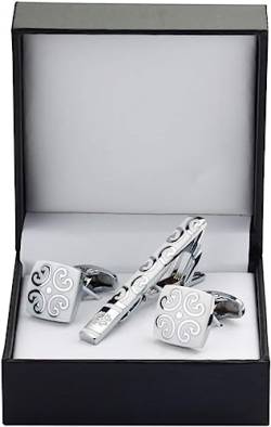 WHIMSIMART Krawattenstange Manschettenknöpfe Krawattenklammer for Krawattennadel for Herrengeschenk, Schwarze Wolke, Krawattenklammern, Manschettenknöpfe, Krawattenklammer-Set (Farbe: 2) (Color : 4) von WHIMSIMART