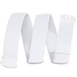 WHIPPY Elastischer Gürtel Herren Verstellbarer Outdoor Stretchgürtel Unisex Arbeitsgürtel für Damen Herren Stoffgürtel mit Kunststoffschnalle,weiß 110cm von WHIPPY