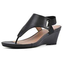 WHITE MOUNTAIN Damen All Dres Wedge Sandale, Schwarz/Glatt, 42 EU von WHITE MOUNTAIN