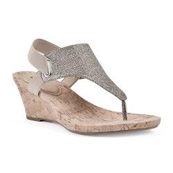 WHITE MOUNTAIN Women's All Good Wedge Sandal, Light Gold Glitter, 6.5 M US von WHITE MOUNTAIN